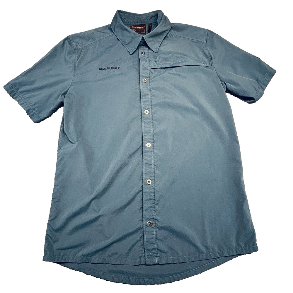 Mammut Trovat Advanced Shirt Men M Blue Hiking Technical Short Sleeve Swiss